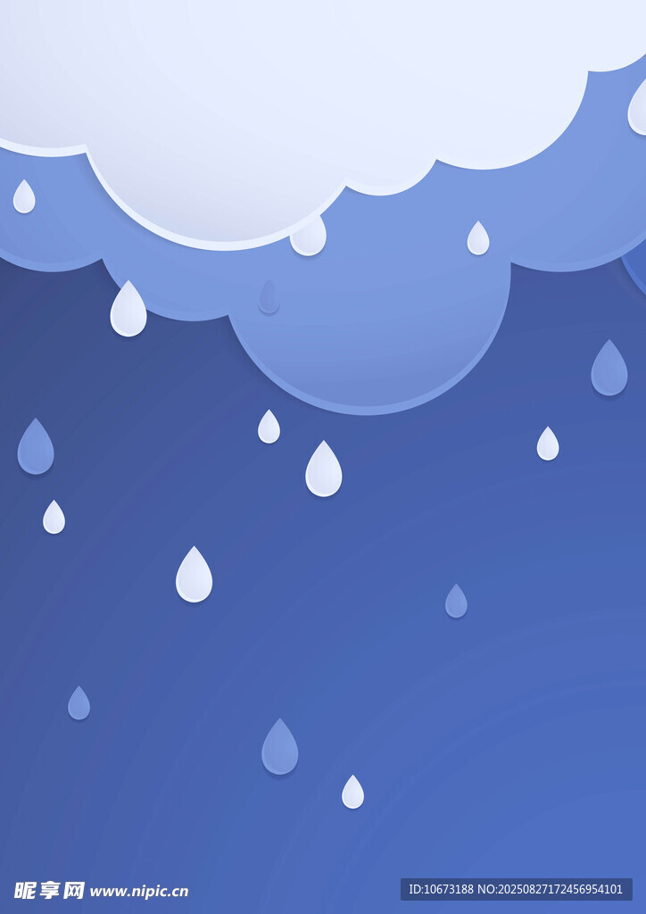 蓝色天空雨滴飘落场景
