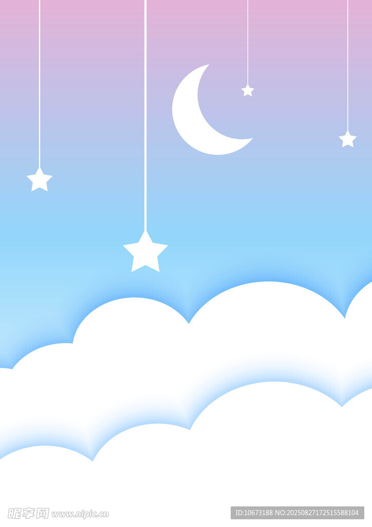 梦幻夜空下的星月云朵