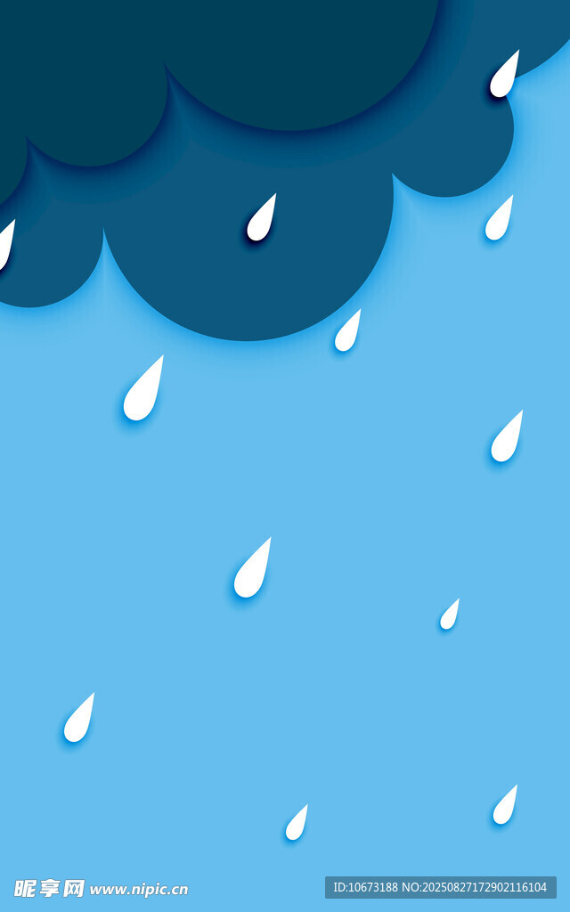 蓝色背景下的雨滴景象