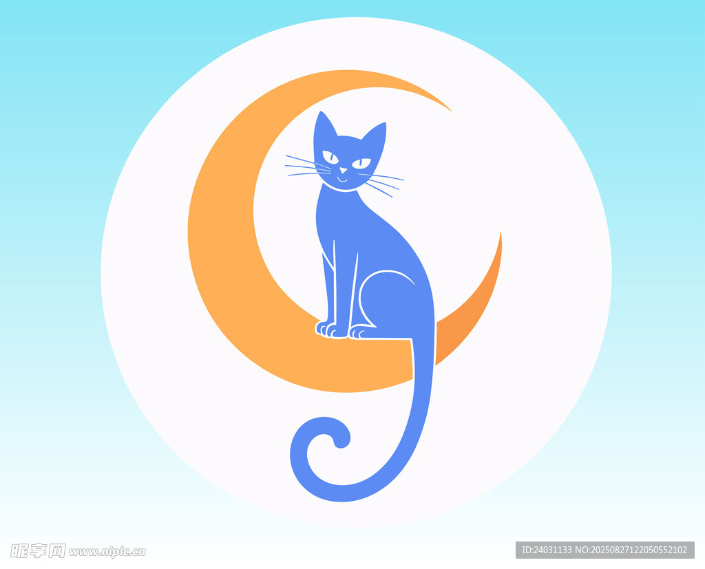 猫咪月亮插画