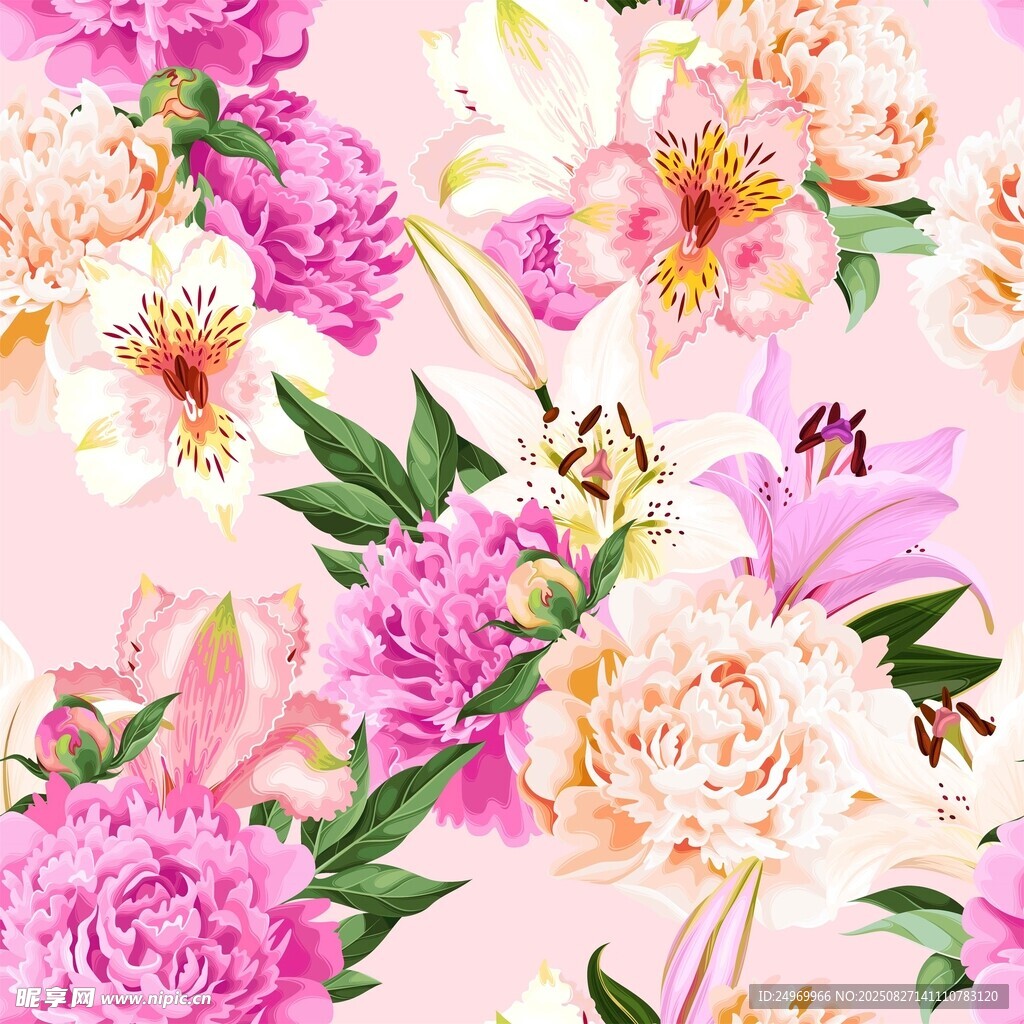 粉色花卉图案 