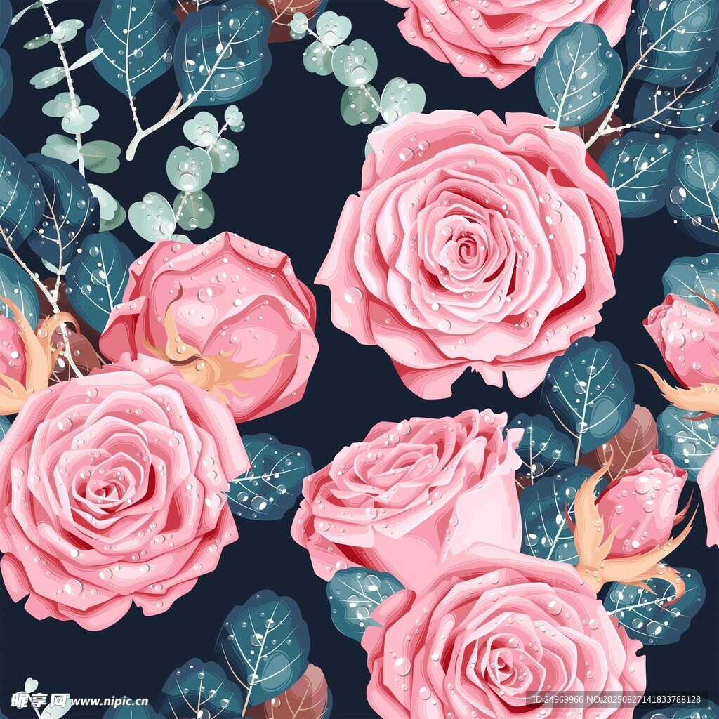 粉色玫瑰花卉图案背景