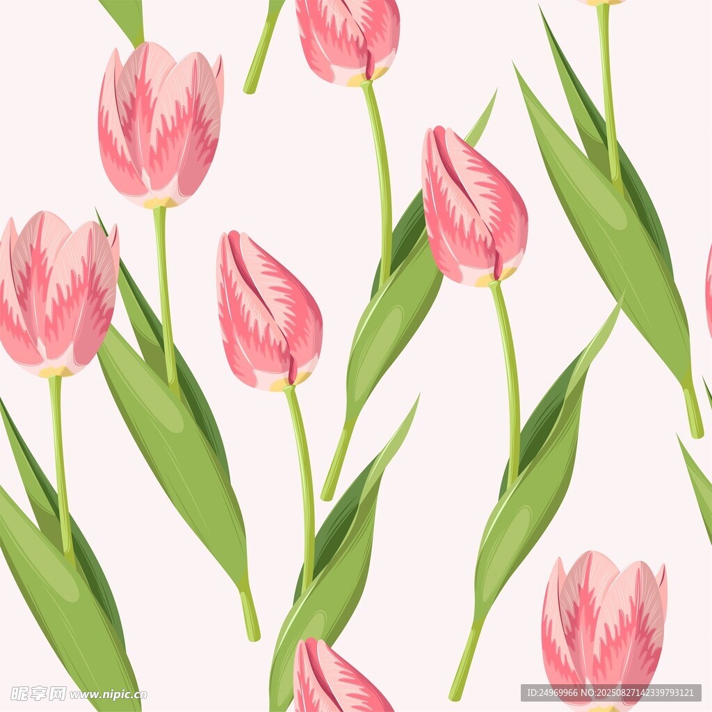 粉色郁金香花卉图案