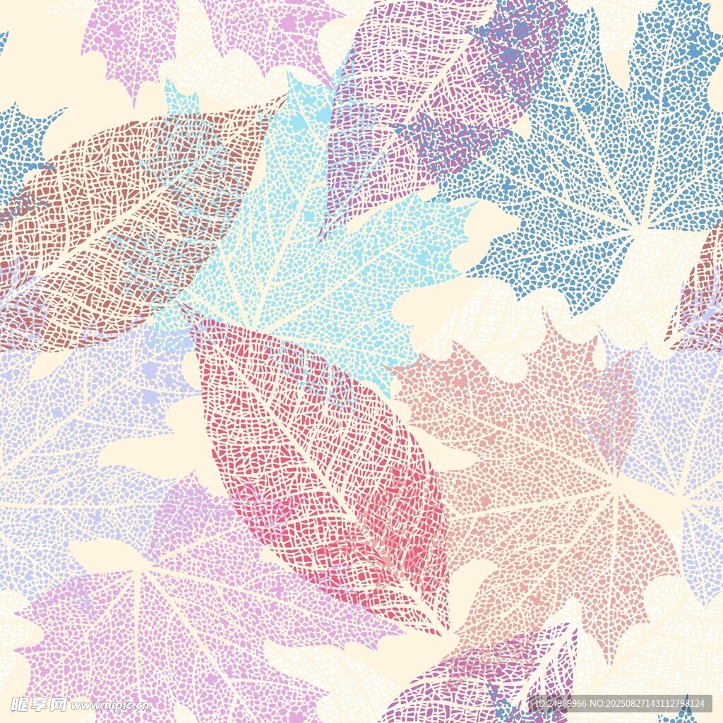 梦幻多彩秋叶图案背景