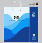 蓝色波浪图案手提袋设计