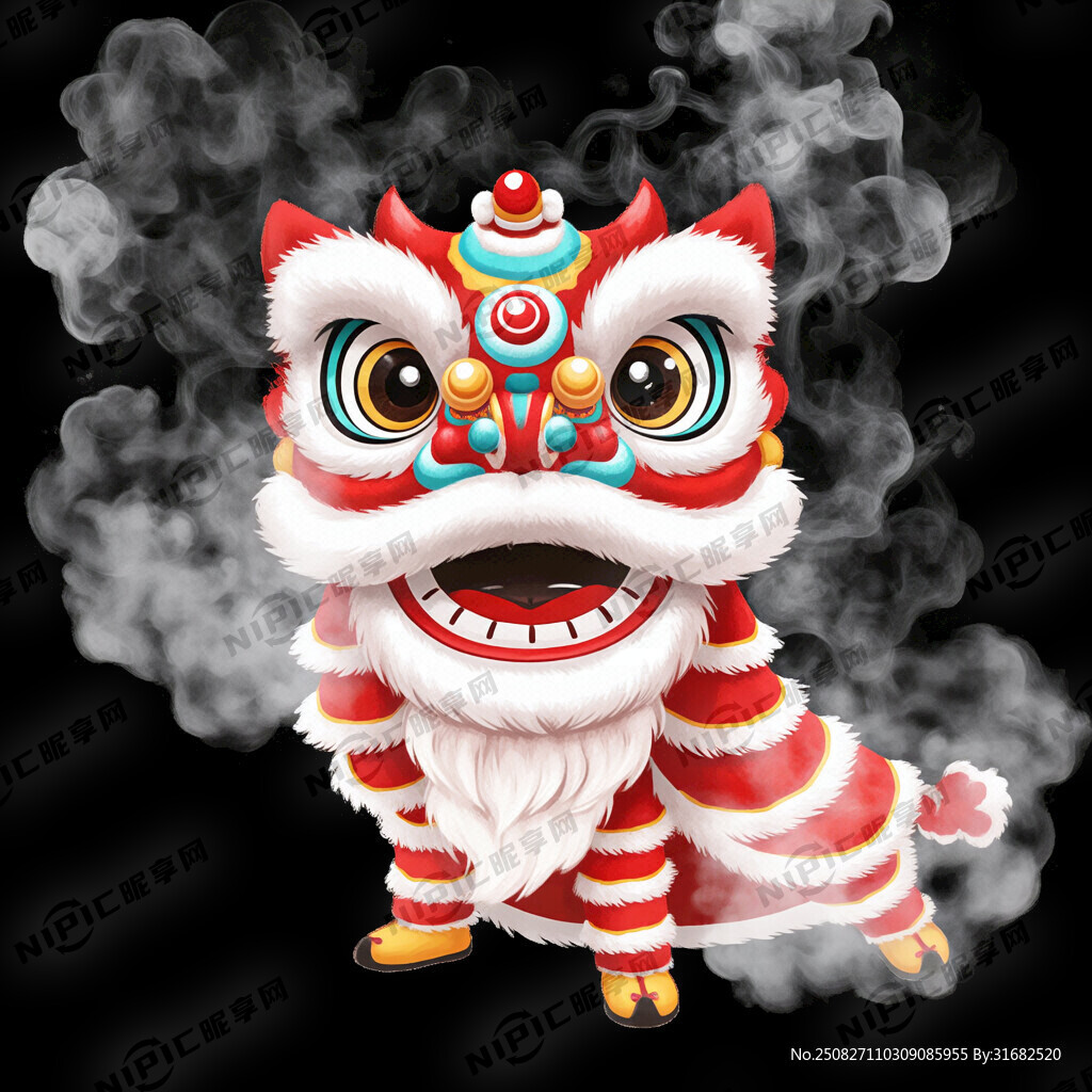 舞狮 狮头 炫彩 喷墨 中国风