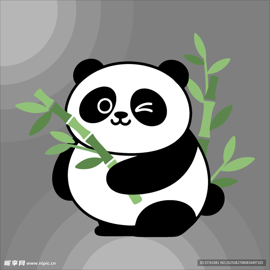 熊猫创意抽象儿童手绘插画