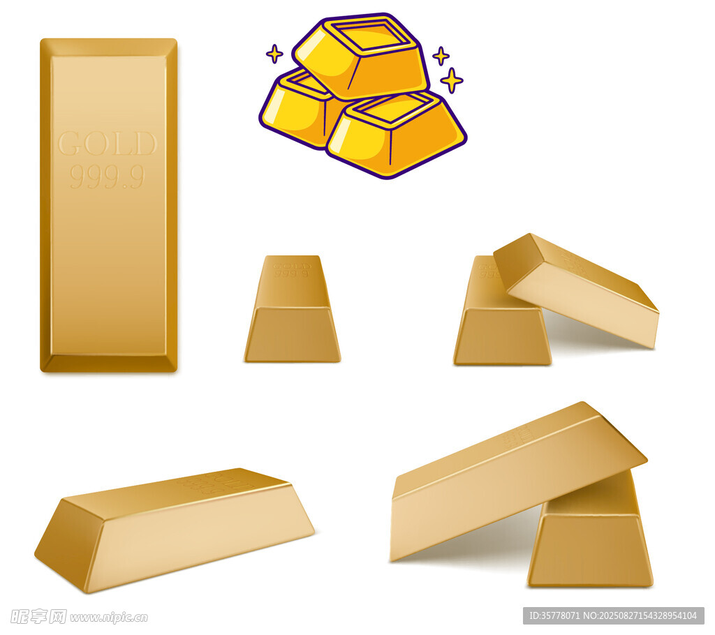 精美金条金砖矢量素材