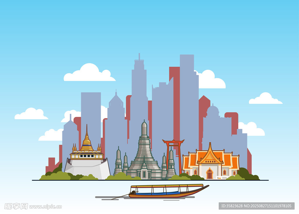 卡通城市插图