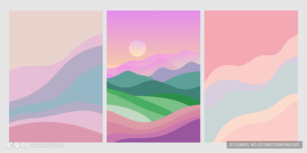 梦幻渐变风景插画