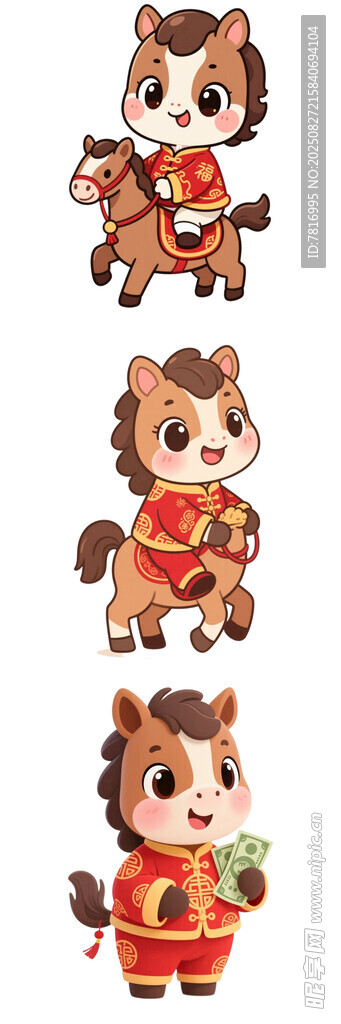 可爱生肖小马卡通形象