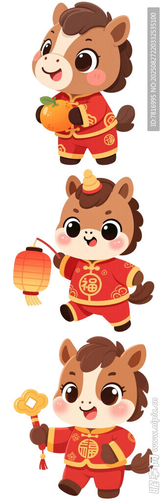 可爱小马贺岁卡通形象