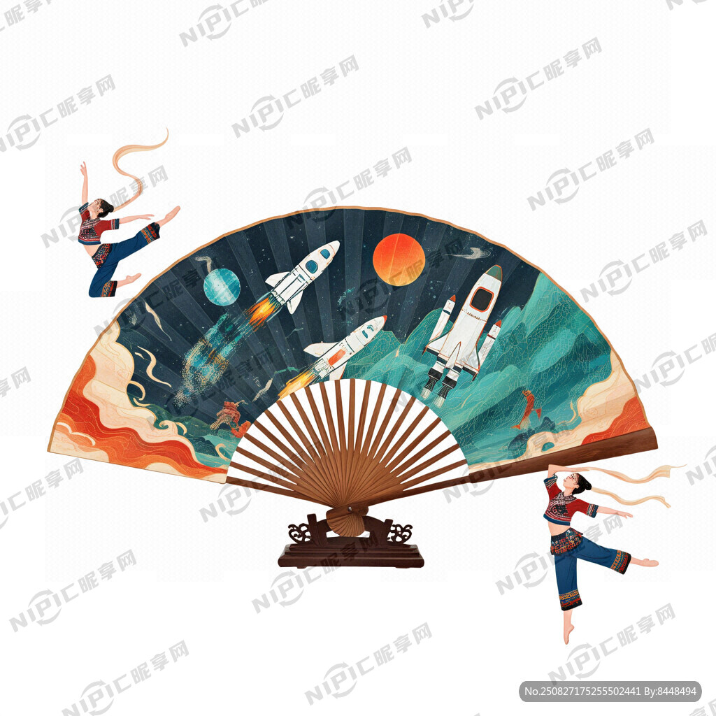 漆扇元素 炫舞民族运动 中国风