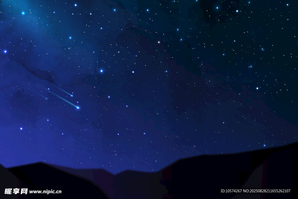 夜空下的山峦与闪烁繁星