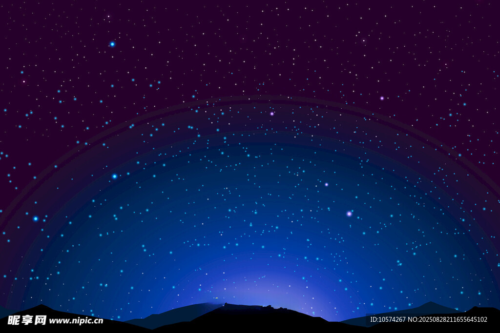 星空下的山峦夜景