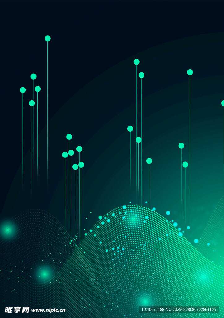 梦幻绿光科技感线条景观