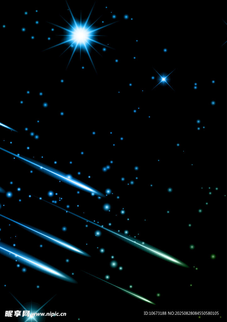 夜空中的流星与闪耀星辰