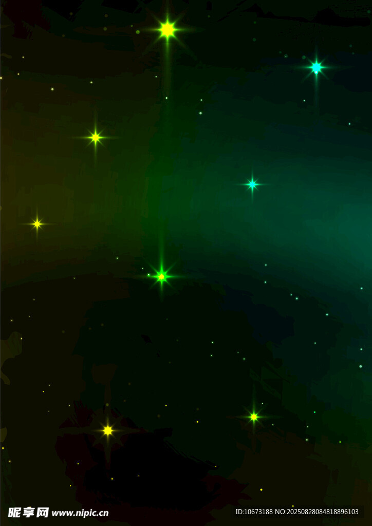 梦幻星空闪烁绿色光芒