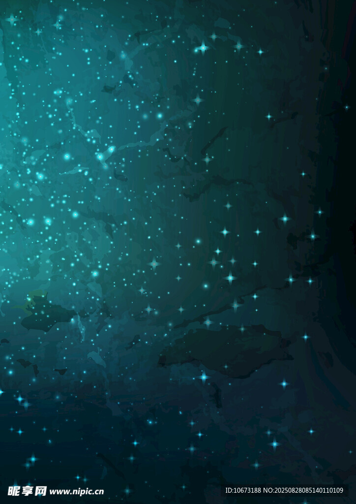 梦幻蓝绿色闪烁星空背景