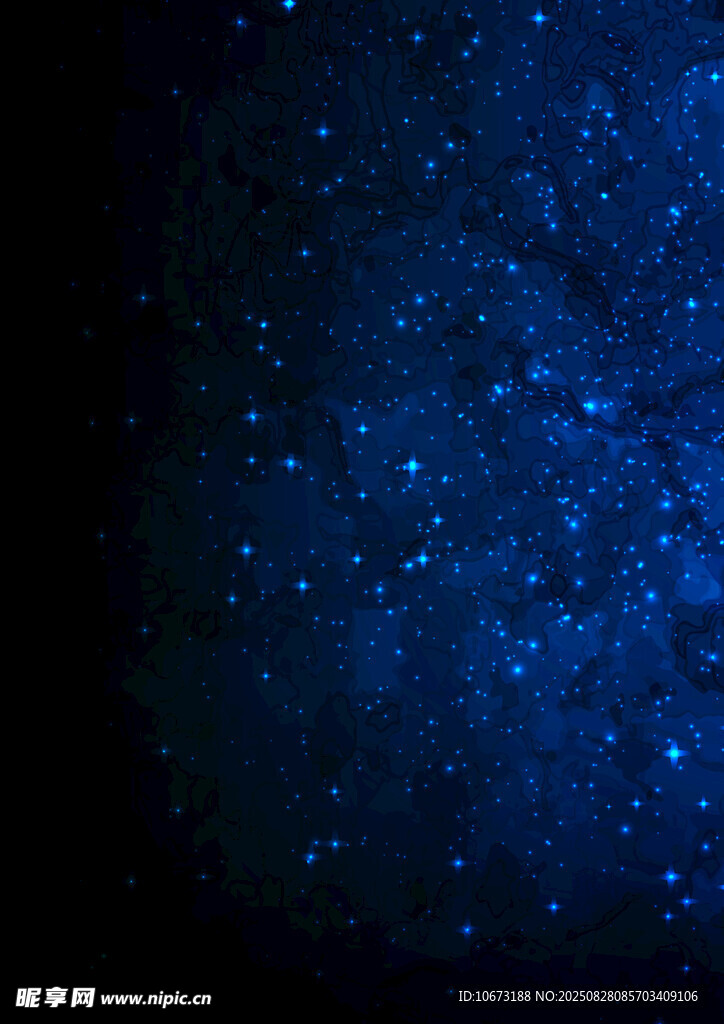 夜空中闪烁的蓝色星光