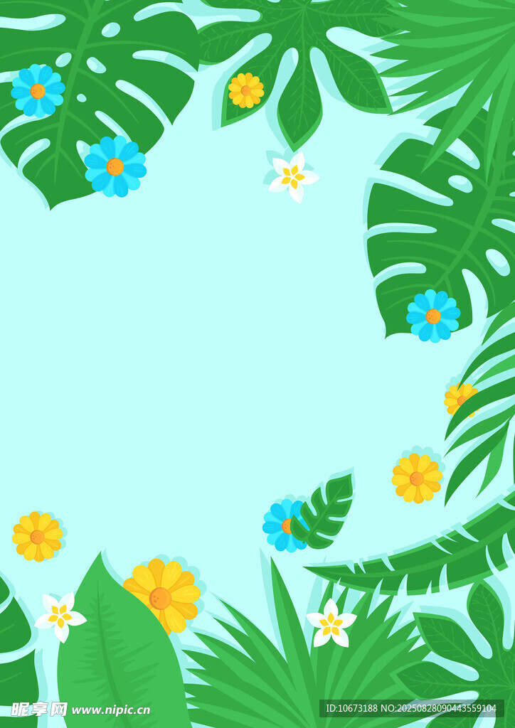 热带植物花卉清新背景图