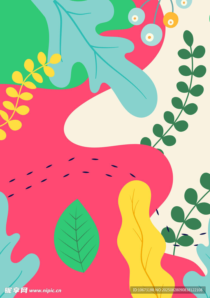 缤纷植物插画背景图案