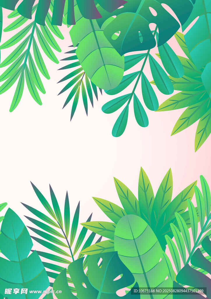 清新热带植物背景图