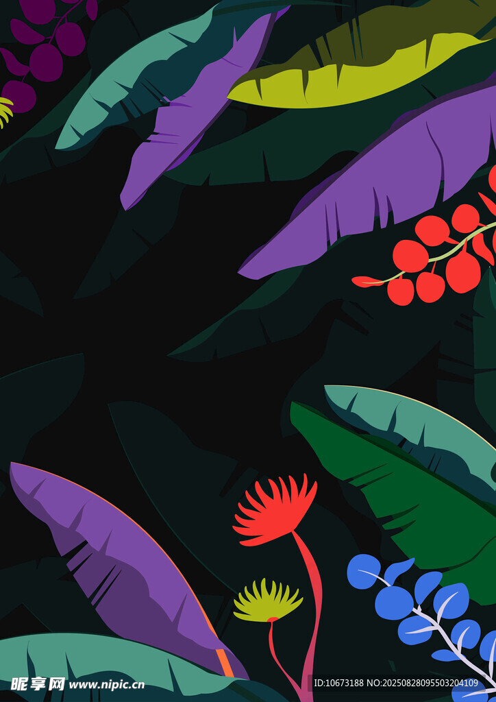 奇幻多彩植物插画