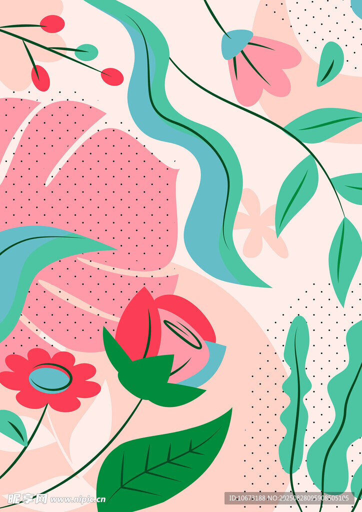 花卉植物插画图案设计