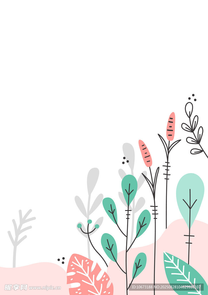 手绘清新植物花卉插画