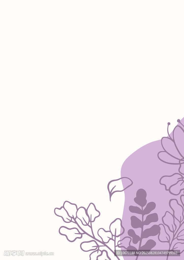 紫色植物线条插画