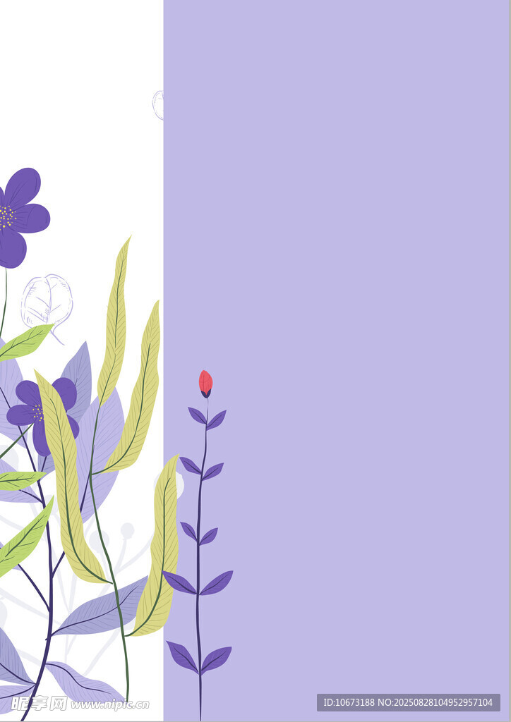 紫色花卉边框插画