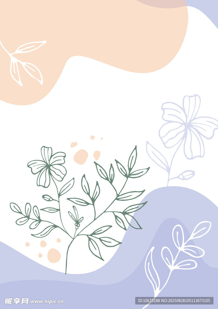 清新植物花卉插画图案