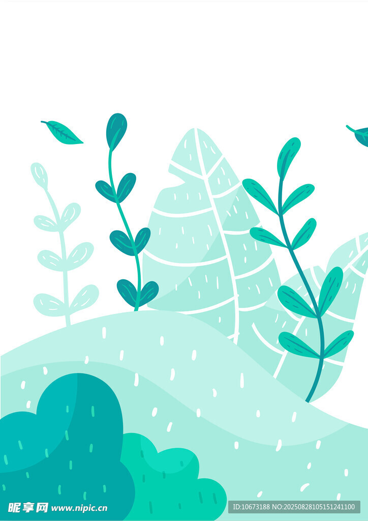 清新绿植风景插画