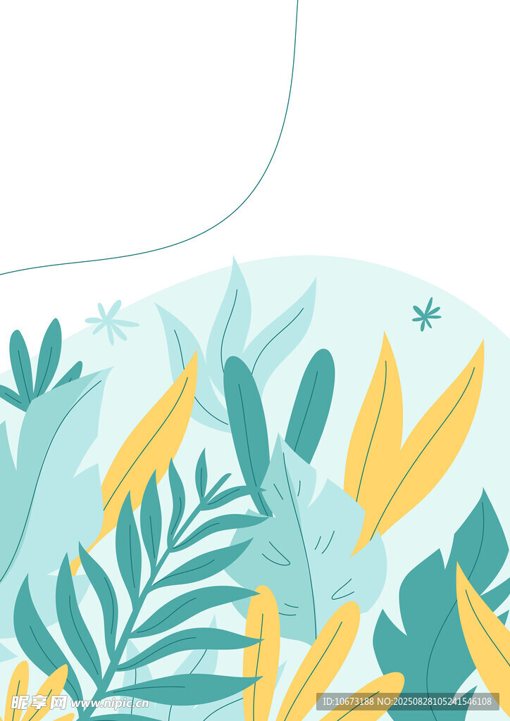 清新热带植物插画背景