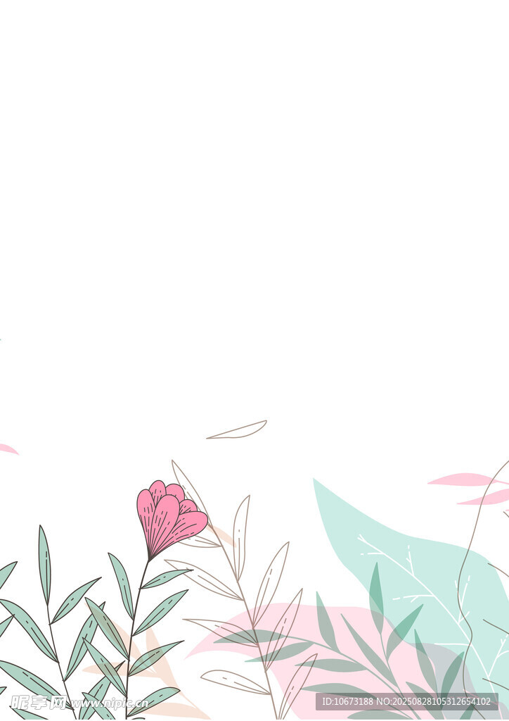 清新花卉植物插画背景
