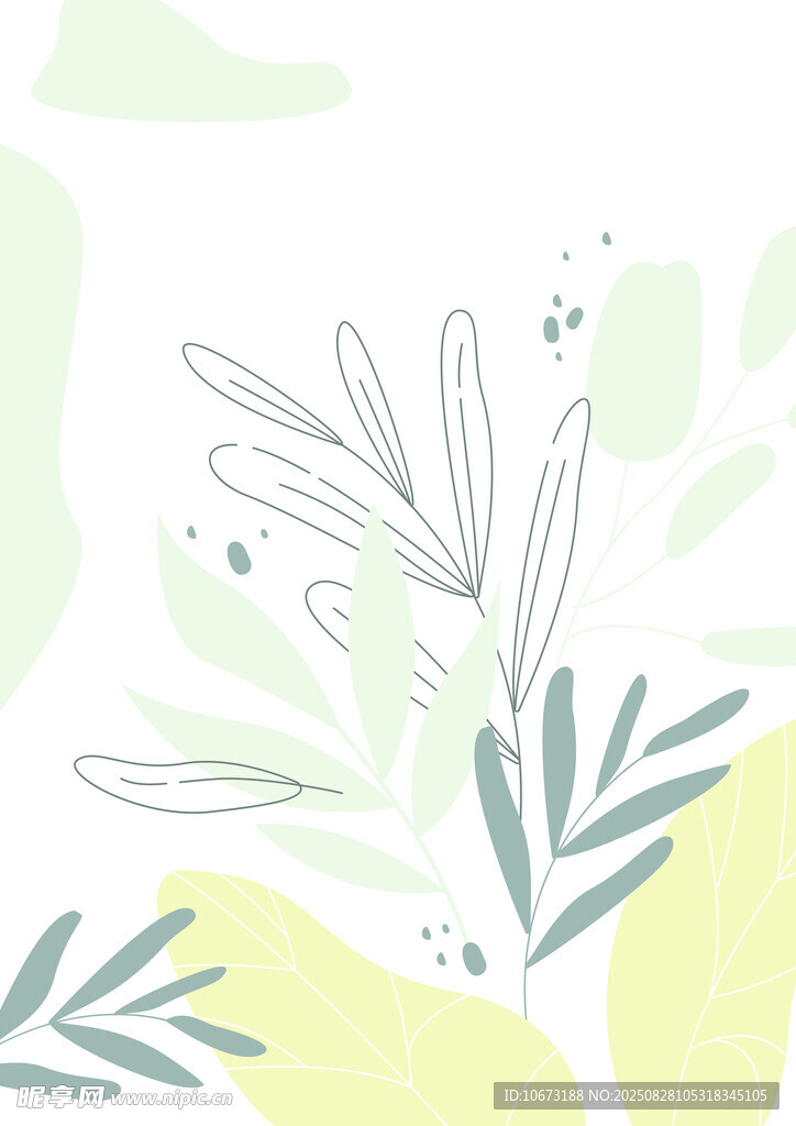 清新绿植简约插画背景