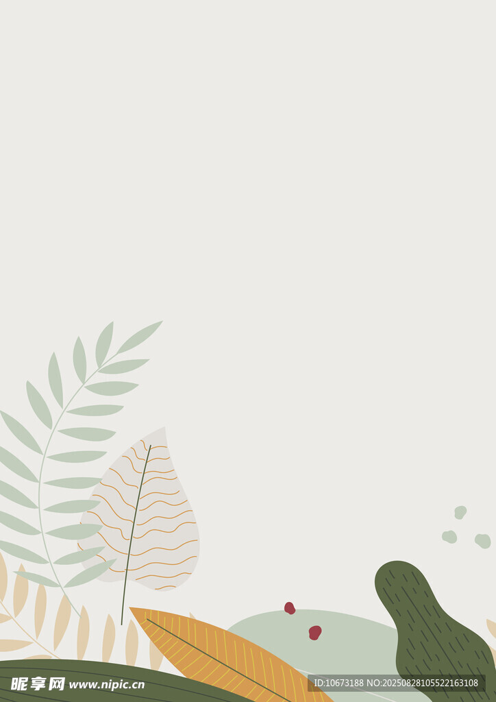 清新植物插画背景图