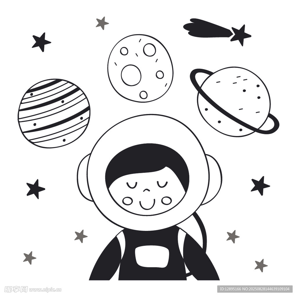 可爱宇航员与梦幻太空元素