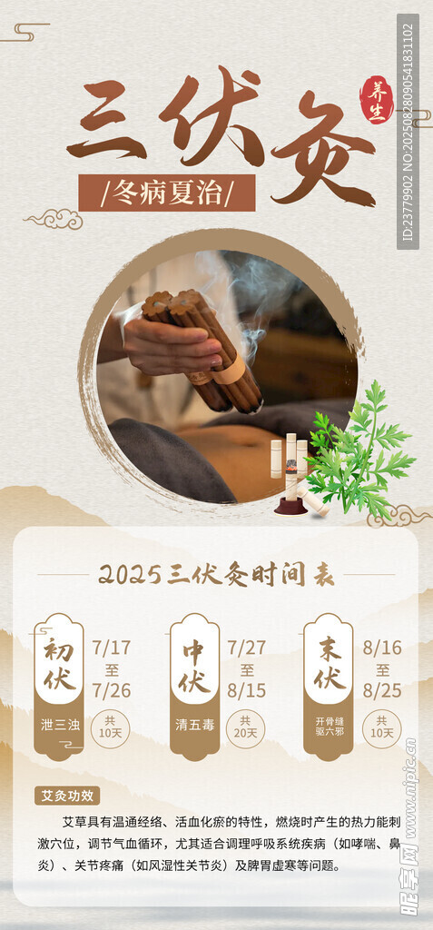 三伏灸艾灸海报