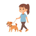 小孩遛狗