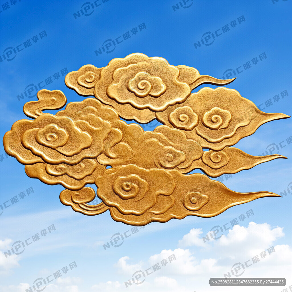 金色祥云浮雕图案纹理图片