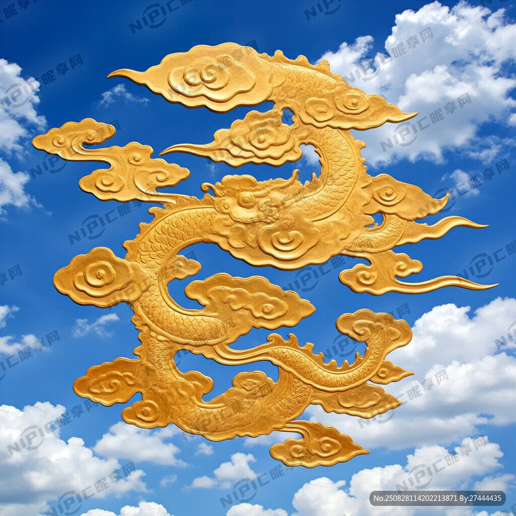 中式金色祥云浮雕图案纹理图片