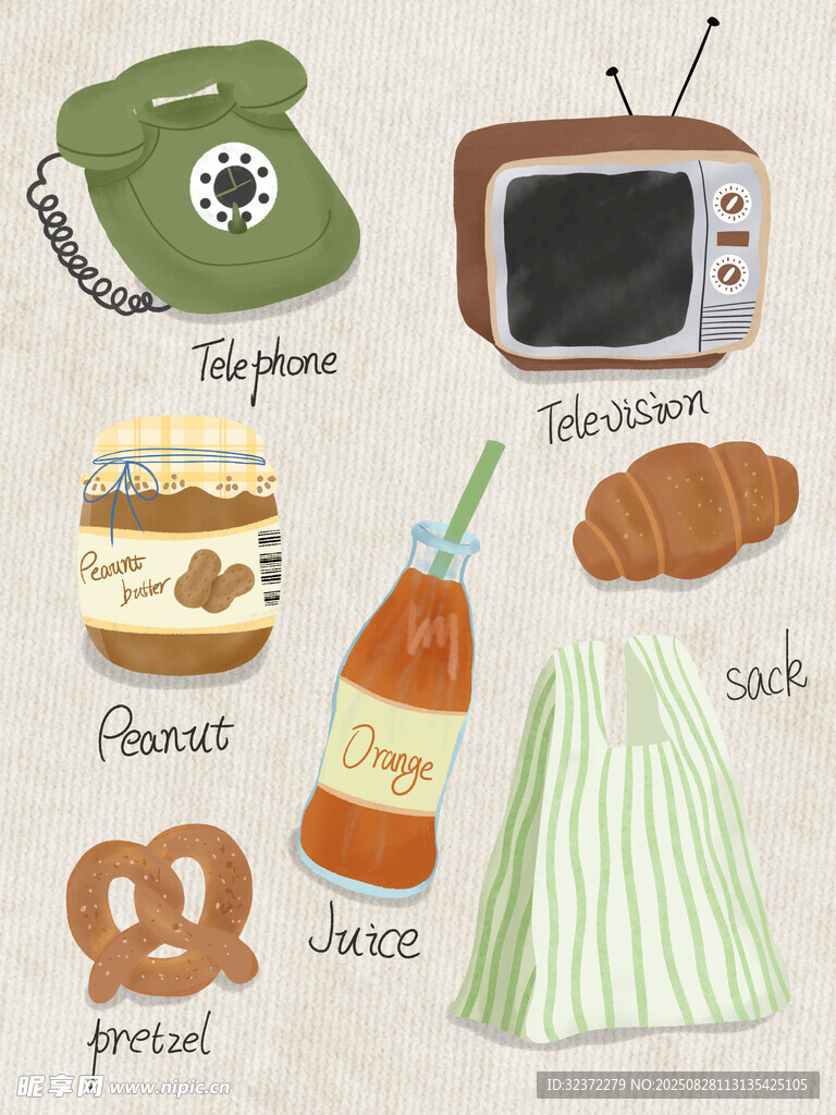 复古食品与家电插画