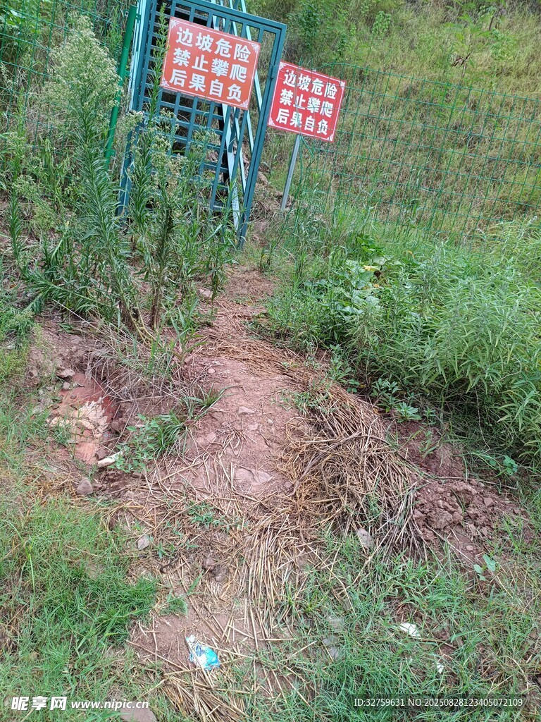 野外小路旁的指示标志牌