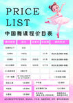 中国舞价格表  舞蹈课程分层图