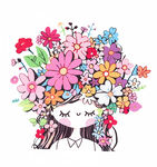 花饰少女插画 数码