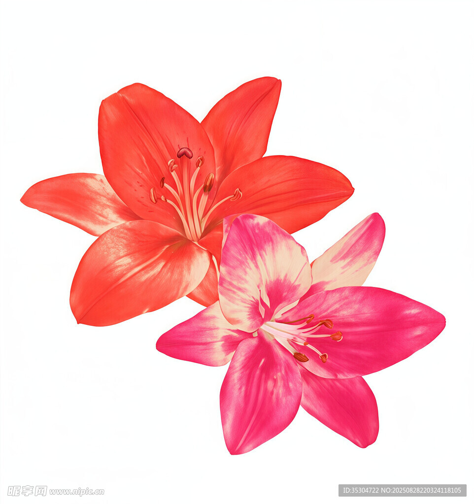 两朵鲜艳百合花 数码