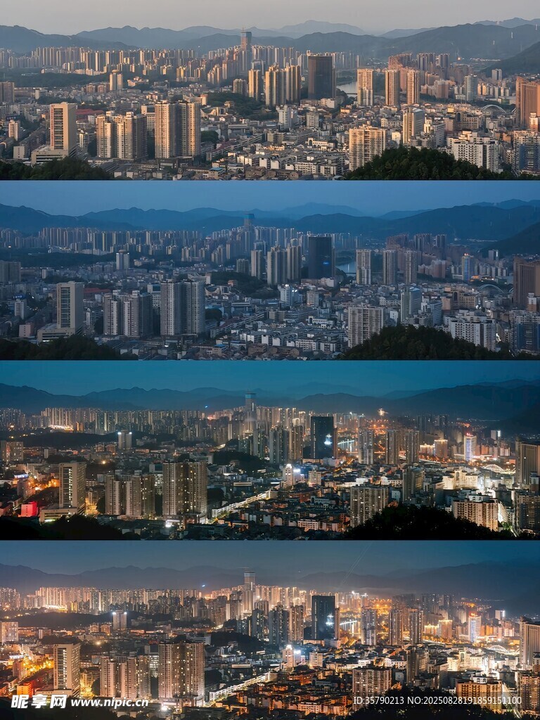 城市夜景风光多视角展现
