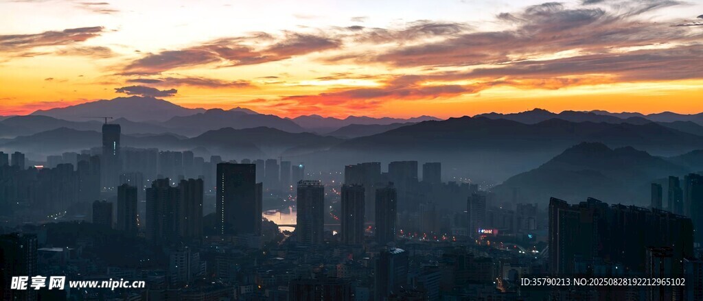 城市日落美景